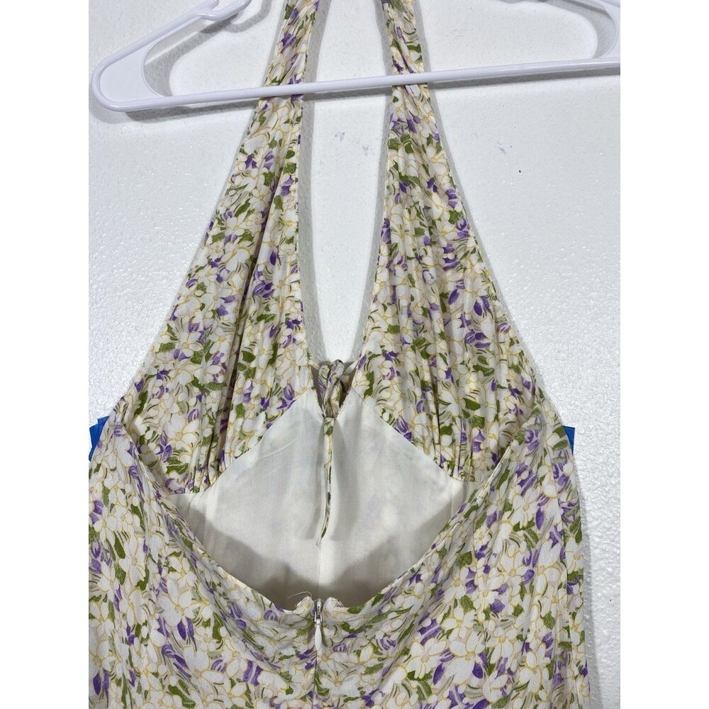 Maeve by Anthropologie Cream Halter Mini Dress with Lavender Floral 100% Viscose - Picture 8 of 16